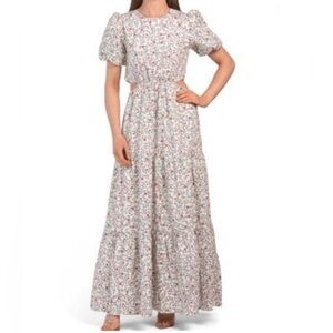 Wayf White Maxi Dress with Pink Floral Print Women’s Sz M